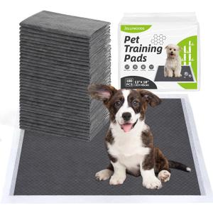 Disposable Dog Pee Pads, 13" x 18" Odor-Control Bamboo Charcoal Fiber Puppy Pads, Super Absorbent & Leak Proof Pet Training Pads, Quick Dry for Dogs, Cats and Rabbits - 100 Counts