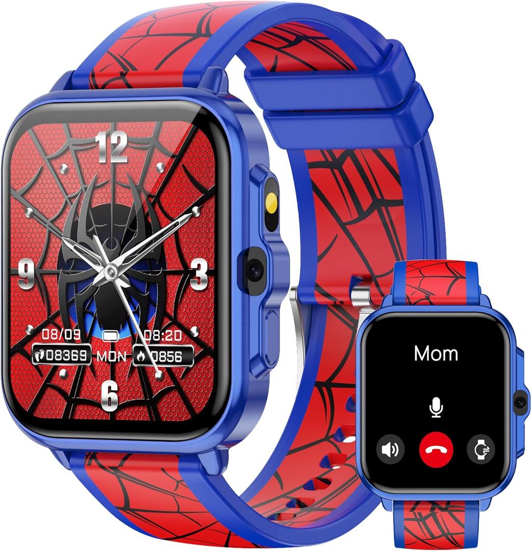 Smart Watch for Kids,1.85" Fitness Tracker,AI,Games,Sports,Sleep Monitor,Camera,Videos,Alarm Play Music Flashlight Pedometer Stopwatch Pedometer IP68 Waterproof Gift for Boys and Girls (Blue)