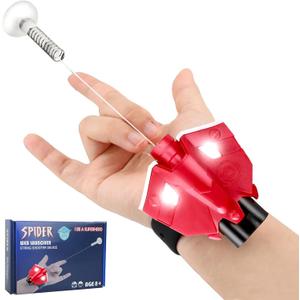 Web Shooters Bracers-DIY Cosplay Superhero Launcher with Magnetic Sensor Light,Wrist Transmitter-Can Grab Small Objects Gifts for Men Women Adults Kids, Red