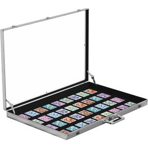Portable Trade Show Display Case, 34"x22" Aluminum Card Show Display Case with Lock, Large Table Top Sports Card Display Case with Clear Acrylic Glass for Jewelry, Trading Card, Collectibles Shows