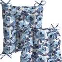 Arden Plush Indoor/Outdoor Rocking Chair Cushion Set, 18 x 20, Water Repellent, Fade Resistant, Tufted Cushion for Rocking Chairs Blue Garden Floral