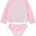 Little Me Baby Girls' Little Girls' Two-piece UPF+ 50 Sun Protection Rash Guard Set (12 Months, Pink Flamingo)