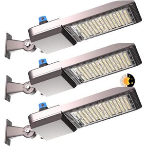 Lightdot 400W(486x1W) LED Parking Lot Light 5000K Arm Mount Parking Lot Lighting (60000Lm Eqv 1600W HPS) ETL Listed LED Pole Lights Outdoor with Smart Dusk to Dawn Photocell -3Pack
