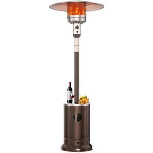 50,000 BTU Patio Heater - Propane Patio Heater with Double-Layer Stainless Steel Burner, Space Heater, Outdoor Heaters with Wheels Used for Garden, Patio and Residential, Brown