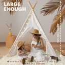 Tiny Land Teepee Tent for Kids 100% Cotton Play Tent with Padded Mat & Star Lights, Foldable with Carry Bag, Indoor Play Tent for Girls & Boys