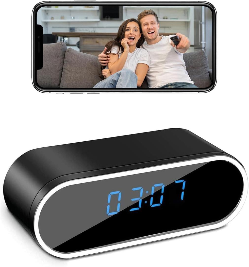 HD 1080P WiFi Hidden Camera Clock for Home, Wireless Spy Camera Office, Indoor Surveillance Nanny Cam with Motion Detection/Night Vision (standard size)