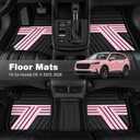 Rubber Floor Mats & Cargo Liner for Honda CR-V 2026-2023 (Include Hybrid) | All Weather Custom Fit Floor Liners with Cargo Mat (Upper Position) Full Set, Black & Pink