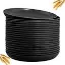 LIYH 20 Pcs Wheat Straw Black Plastic Plates - 9 Inch Unbreakable Dinner Plate Reusable, Dishwasher & Microwave Safe, Camping Outdoor Plates