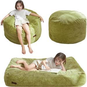MAXYOYO Bean Bag Chair Bed, Convertible Bean Bag Folds from Lazy Chair to Floor Mattress Bed, Machine Washable Corded Fabric, Floor Sofa Couch for Boys and Girls