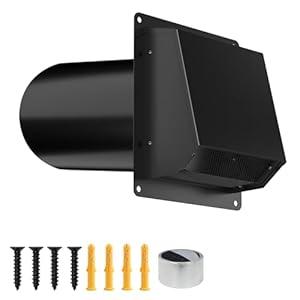 3 Inch Dryer Vent Cover Outside, Galvanized Steel Exterior Hooded Wall Vent Cover with Removable Screen & Cushioned Backdraft Flap, Exhaust Vent for House Through-Wall Dryer Vent Kit (Black - 3 Inch)