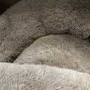 SAVFOX 36 inches Calming Donut Dog Bed - 3X Durable Plush Faux Fur, Machine Washable & Non-Slip, Fits up to 100 lbs, Brown