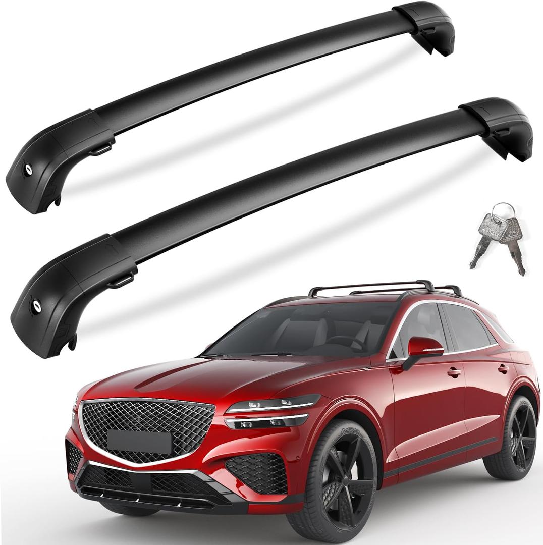 KINGGERI 300lbs Roof Rack Cross Bars - Compatible with Genesis GV70 2022-2026 with Flush Side Rails, Lockable Heavy Duty Aluminum Roof Rails Crossbars Luggage Cargo SUV Accessories