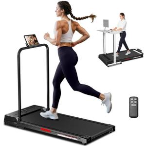 Walking Pad Treadmill with Handle Bar, Portable Treadmills for Home Small Spaces, 3.0 HP Foldable Folding Walking Pad Treadmill with Handles, Running Machine with Remote Control, 300LBS Capacity Walking Pad Treadmill with Handle Bar, Portable Treadmills for Home Small Spaces, 3.0 HP Foldable Folding Walking Pad Treadmill with Handles, Running Machine with Remote Control, 300LBS Capacity