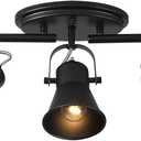 KEESFU 5-Light Track Lighting Kit,Black Semi Flush Mount Ceiling Light with 5 Rotatable Light Heads,Modern Accent Lighting for Livingroom,Bedroom,Hallway,Art Wall,Bathroom,Kitchen.(5-Light)