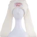 Cat Ear Beanie Cat Ear Hat Y2k Hat for Women Men Unisex Knit Beanies Soft Slouchy Warm Crochet Cap (Bunny & White)