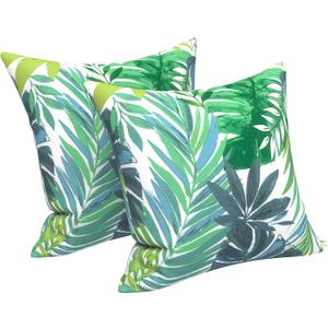 LVTXIII 2 Pack Outdoor Pillow Covers ONLY 18x18 Inch, Water-Repellent Square Decorative Cushion Covers for Patio Furniture, Garden, Sofa, Islamorada Blue Green