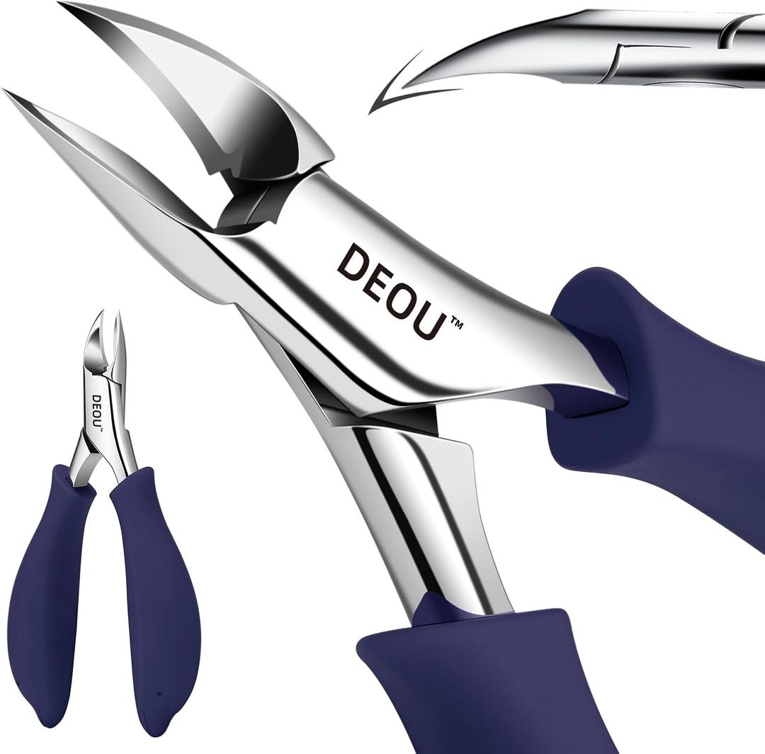 DEOU Professional Stainless Steel Podiatrist Nail Clippers, Heavy Duty Manicure Pliers for Thick Nails, Pedicure Toe Nail Clippers Tools for Men Women (Dark Blue)