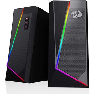 Redragon GS520 RGB Desktop Speakers, 2.0 Channel PC Computer Stereo Speaker with 6 Colorful LED Modes, Enhanced Sound and Easy-Access Volume Control, USB Powered w/ 3.5mm Cable (Black)