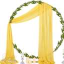 Socomi Yellow Sheer Wedding Arch Draping Fabric 29" x 20Ft 2 Panels Outdoor Curtain Drapes Extra Long for Bridal Baby Shower Ceremony Birthday Party Decor