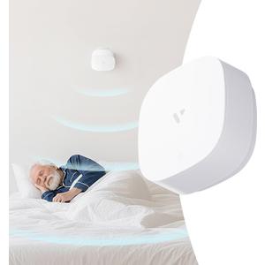 60GHz mmWave Radar Sleep Monitor, Non-Wearable Heart Rate and Breathing Sensor, WiFi Smart Presence Detector for Elderly Care, Real-Time Vital Signs Tracker, Compatible with Alexa & Google Home