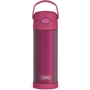 THERMOS FUNTAINER 16 Ounce Stainless Steel Vacuum Insulated Bottle with Wide Spout Lid, Dark Pink