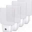 DEWENWILS Plug in LED Night Light with Light Sensor, Dusk to Dawn, Kids Nightlight for Nursery, Bathroom, Hallway, Bedroom, Cool White Light, Flat Clear Design, UL Listed, 4 Pack