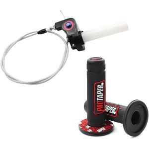 Linekong 7/8" 22mm Twist Throttle Grips Cable for CRF KLX TTR 110 125 150 200 250 cc Dirt Pit Bike, (Red)