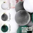 30PCS Velvet Christmas Ball Ornaments Set, 60MM/2.3Inch Shatterproof Flocked Ornaments for Christmas Tree Hanging Decorations, for Home Holiday Party Xmas Decor - White/Grey/Green.