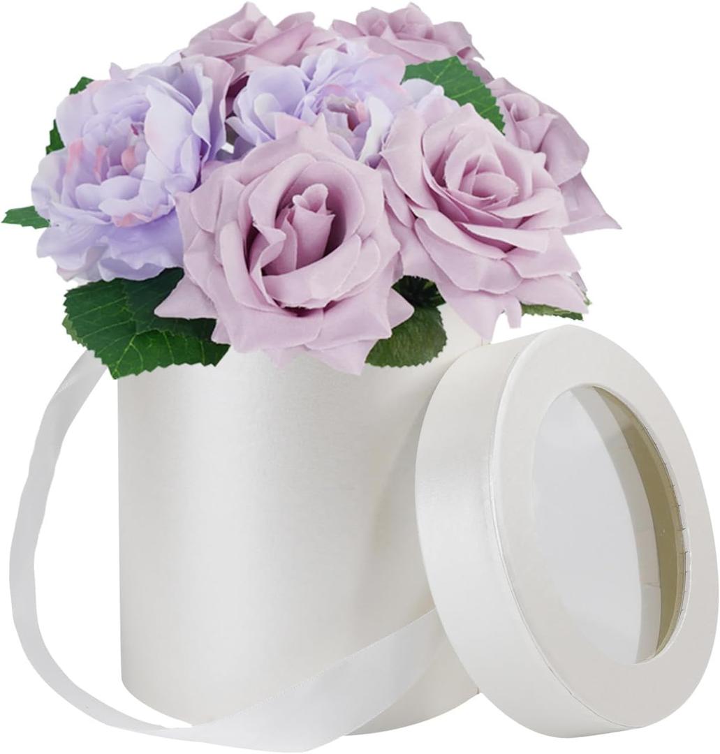 Artificial Flowers Fake Silk Flowers Combo Purple Pink Realistic Mixed Roses Box for DIY Wedding Bridal Bouquets,Centerpieces Arrangements for Faux Flowers with Stems Home Party Decoration