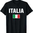 Italy Italian Flag Italia Souvenir T-Shirt (Small, Black)