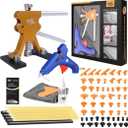 Super PDR 74PCS Car Dent Repair Kit, Small Dent Puller Kit, Adjustable Metal Dent Remover Tools with 58PCS High Viscosity Pull Tabs for Auto Body Large & Small Dents, Door Ding, Hail Damage