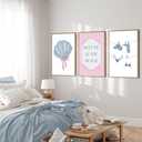 Pink and Blue Coastal Wall Art Set Of 3 Preppy Bikini Shells Painting Picture Wall Decor Meet Me at the beach Poster Print Artwork for Living Room Bedroom Dining Room Bathroom Home Decoration Unframed (24L" x 16W")