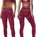 Nirovien Womens 2 Piece Workout Sets Athletic Yoga Sets Pilates Gym Outfits Butt Lifting Leggings and Sports Bra (X-Small, Purple Red)