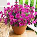 Fake Hibiscus Artificial Flowers for Outdoors Spring Summer Decoration, 6 Bundles Silk Hibiscus Flowers Bouquet UV Resistant Look Real Faux Plants for Outside Planter Front Door Porch Balcony, Fuchsia