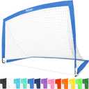 GoSports Portable Soccer Goals for Kids - 13 Color Options - Choose 4 x 3 ft or 6 x 4 ft - Team Tone Pop Up Nets for Backyard (Royal Blue)