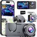 Dash Cam Front and Rear Inside,4K Full HD 3 Channel Dash Camera for Cars, Free 32GB Card, Dashcam with Night Vision, G-Sensor, 24H Parking Mode, 170°Wide Angle, Loop Recording