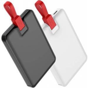 Small Portable Charger for iPhone, 2-Pack 5000mAh Fast Charging Power Bank, Mini Battery Pack Backup Charger Compatible with iPhone 14/14 Pro Max/13/13 Pro/12 Pro/11/XS/XR/X/8/7/6 etc (2-Pack) (Black and White)