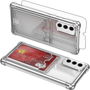 Asuwish Phone Case for Samsung Galaxy S24 Plus/S25 Plus S24+ S25+ 5G Cell Cover with Screen Protector and Hard Card Holder Accessories S24Plus 24S + S 24 24+ S25Plus 25S 25+ SM-S936U Women Men Silver