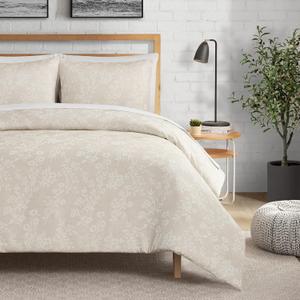 Lucky Brand Ava Floral Jacquard Duvet Cover Set - Beige - Full/Queen Size - - Luxurious Bedding Ensemble