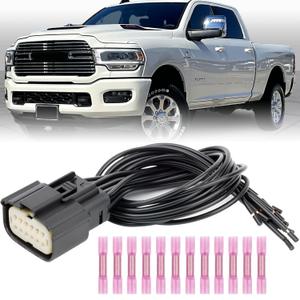 LED Halogen Headlight Headlamp Connector Harness Pigtail Plug Compatible with Dodge Ram 2500 3500 2019 2020 Replace # 68364272AA