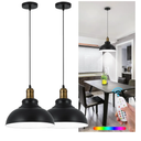 Battery Operated Pendant Lights,Rechargeable Pendant Light with Remote,Black Gold Pendant Light Fixtures for Kitchen Island,Modern Industrial Hanging Lights for Dining Room Hallway Entryway (2 Pack)