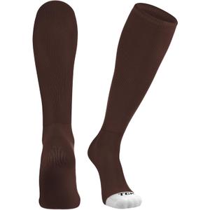TCK Prosport Tube Socks Baseball Socks Softball Football Socks Durable and Moisture Wicking Over the Calf (Brown, X-Large)