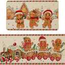 Baccessor Christmas Kitchen Rugs Set of 2, Gingerbread Candy Cane Kitchen Mats for Floor Hallway Laundry Sink Low-Profile Winter Holiday Home Decor 17x29 and 17x47 Inch