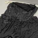 AFAVOM Women's Lyrical Dance Costume Sequin Flower Lyrical Dress Asymmetric Flowy Tulle Skirt Contemporary Dance Costumes (Black, XL)