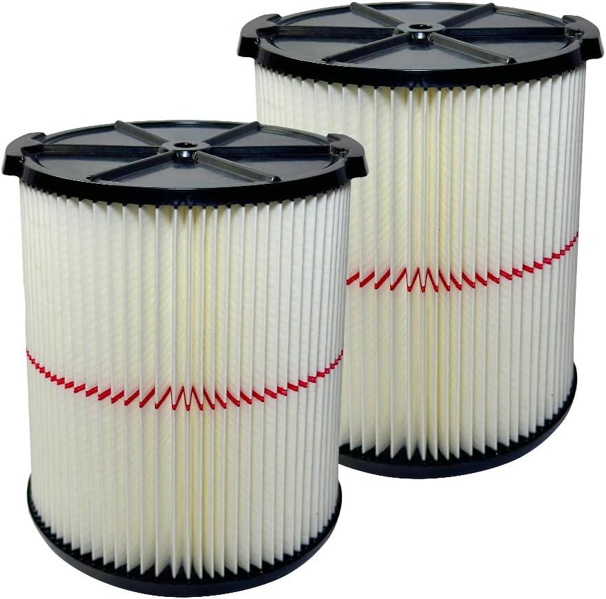 2 Pack 38754 Filters for Shop Vac Wet Dry 5 to 20 Gallon, 9-38754 Red Stripe General Purpose for 5 6 8 9 12 16 32 Gallon Shop Vacuum Replacement Filters
