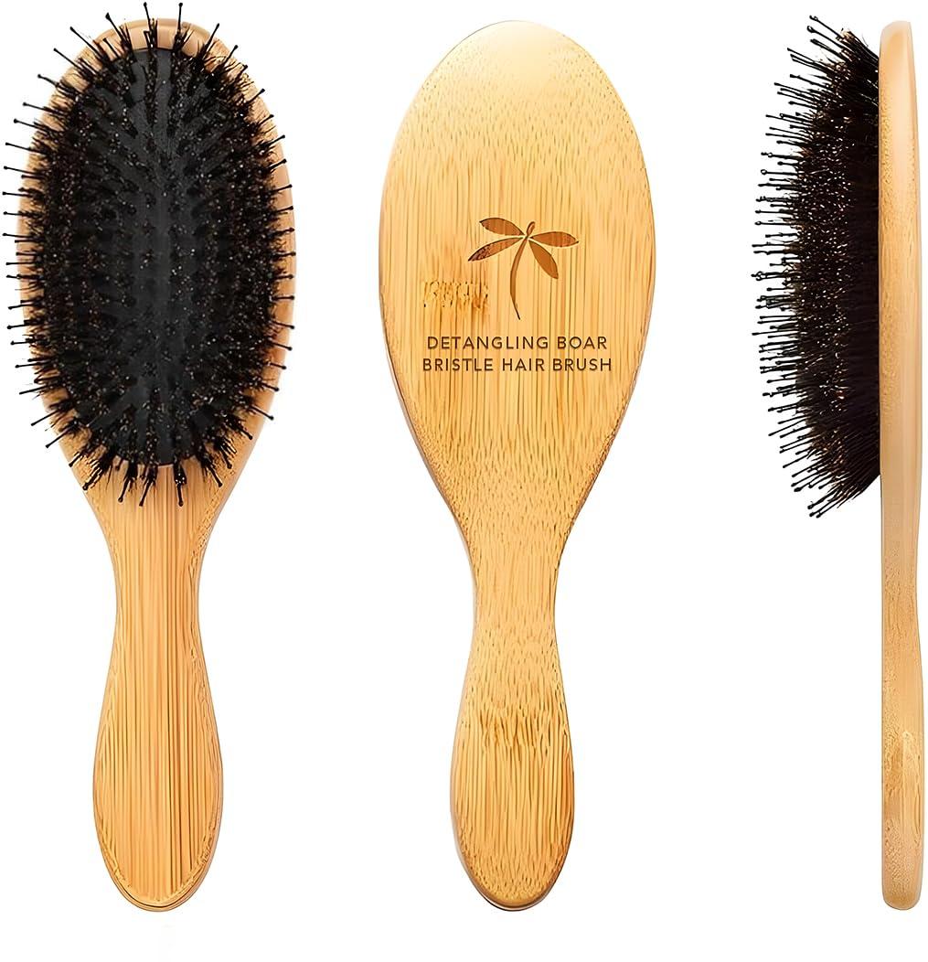 Belula Boar Bristle Hair Brush - Hair Brushes for Women & Mens Hair Brush, Detangler Brush, Hairbrush, Detangling Brush for Long, Curly or Any Type of Hair.