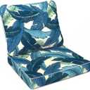 LVTXIII Outdoor Deep Seat Cushion 24"x24"x4" Patio Seat and Back Cushion Set Seasonal Chair Cushion for Dining Arm Chairs, Wicker Chairs and Garden Furniture Decoration, Swaying Palms Blue