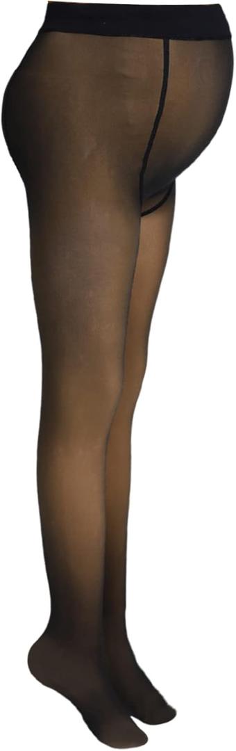 Bonuci Maternity Pantyhose Pregnancy Fleece Lined Tight Women Stretchy Opaque High Waist Legging One size