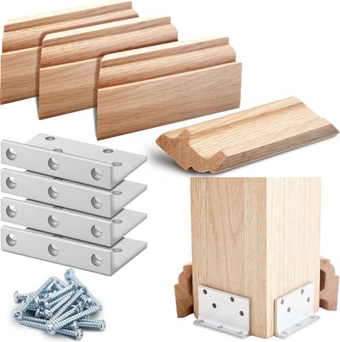 Blulu 4 Pcs 3-1/2 Inch l Bracket Metal Post Anchor with Wood Post Trim Deck Base Fasteners for Fastening Handrails Balustrades to Stairs and Floors
