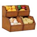 Trironsun 2 Set Bamboo Pantry Storage Bins Wood Stackable Baskets Potato and Onion Storage Bins Fruits Vegetable Bread Organization for Kitchen Counter